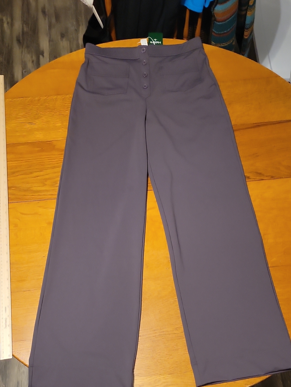 HALARA Wide-Leg Button-Front Pants in Slate Gray